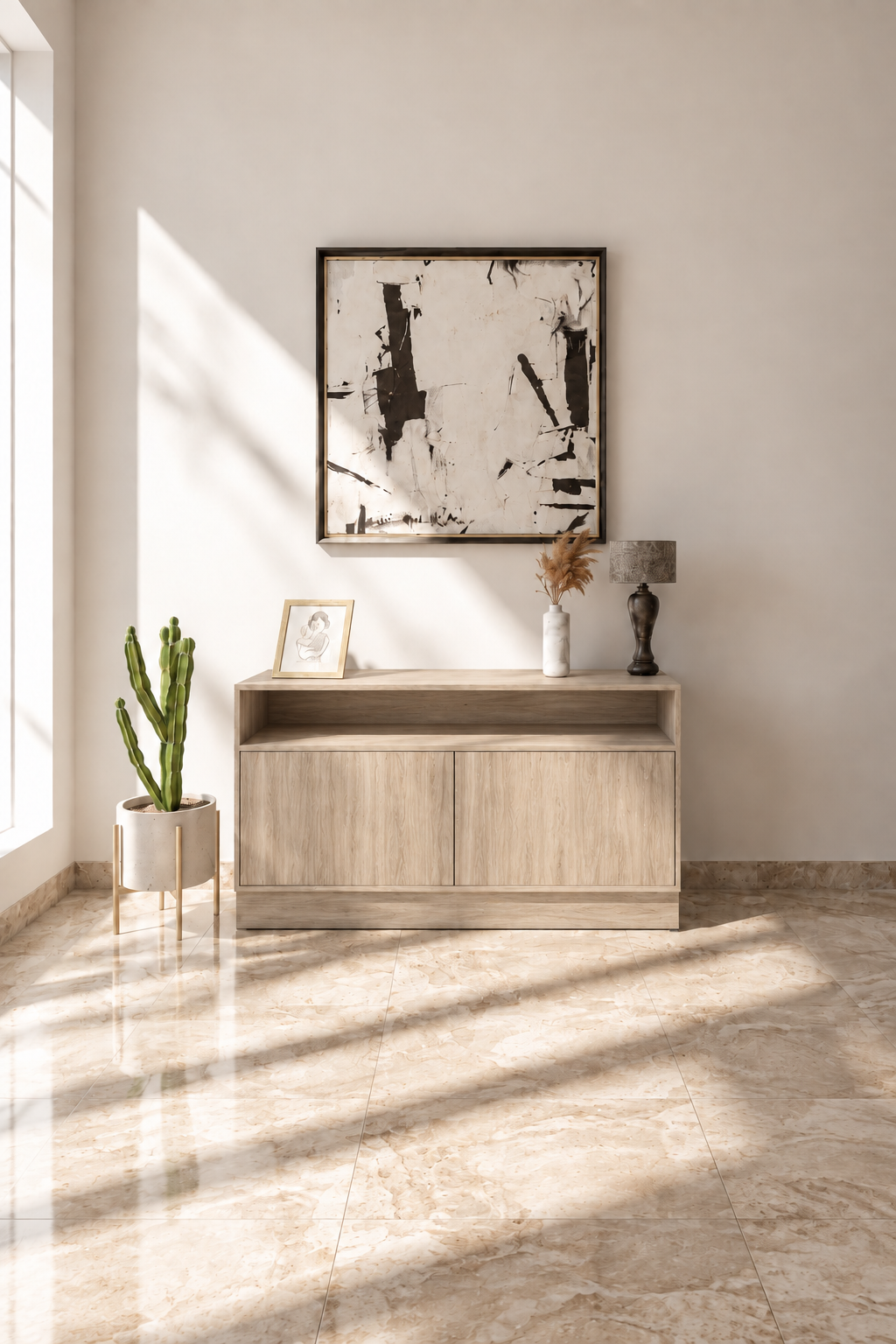 Credenza Aplós de 160 cm en acabado Encino Polar, Mobleos